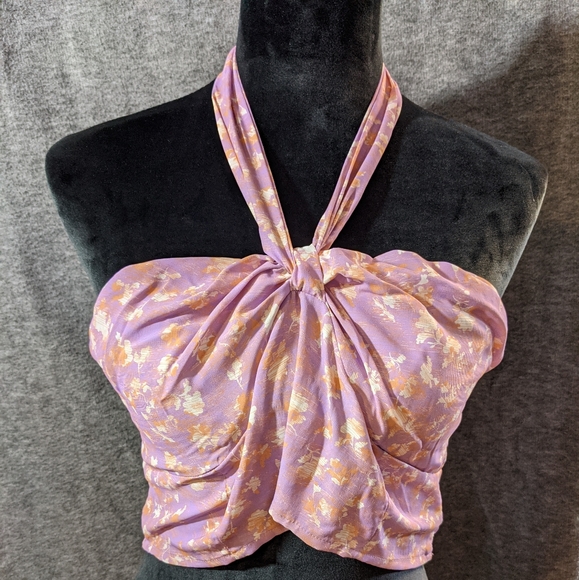 NWOT Floral Print Halter Top XL - Picture 2 of 4